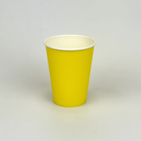 Стакан 350(410)мл бумажный ЖЁЛТЫЙ 50шт D=90, d=60, H=110мм GOOD 
