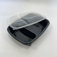 Контейнер ЛАНЧ К-230-50-2 2-х секц. ЧЁРНЫЙ 950(650/300)мл + КРЫШКА 50шт 230х170х50мм СП 