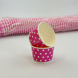 Креманка картон РОЗОВАЯ в белый горошек 125мл 60шт D=75мм... Креманка картон РОЗОВАЯ в белый горошек 125мл 60шт D=75мм...