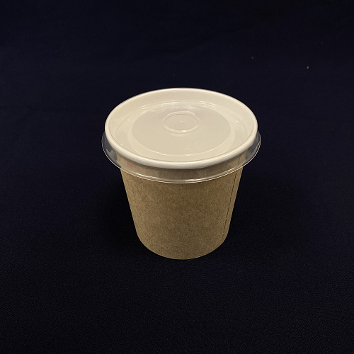 Супница бум КРАФТ + КРЫШКА прозр. 500мл 30шт(!!!) D=100, d=80, H=95 OSQ Round Bowl 