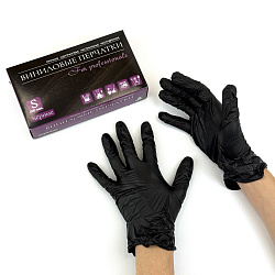 Перчатки виниловые неопудренные ЧЁРНЫЕ "S" УП=1... Перчатки виниловые неопудренные ЧЁРНЫЕ "S" УП=1...